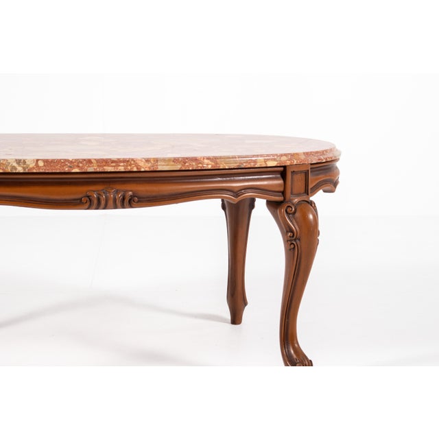 Vintage Louis XV Style Coffee Table with Marble Top For Sale - Image 14 of 16