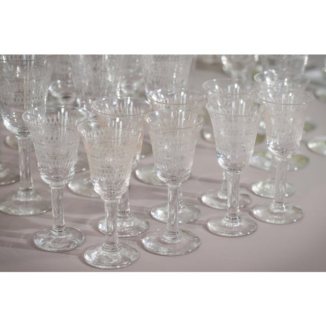 34 perfect (separated on left last photos) 11 small chips (most have one chip to glass) (separated on right) please see...