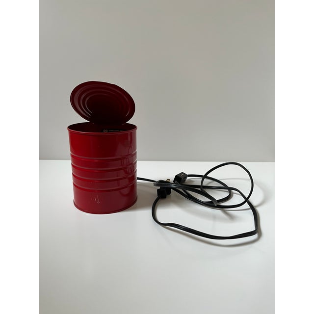1980s Vrieland Vintage Tin Can Lamp Red For Sale - Image 14 of 14