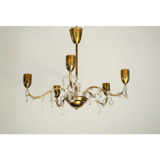 Wiener Crystal & Brass Chandelier from Lobmeyr, 1950s For Sale - Image 6 of 9