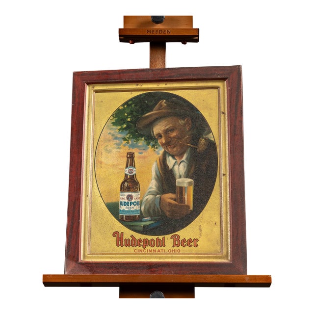 Early 20th Century Hudepohl Beer Self-Framed Tin Sign For Sale