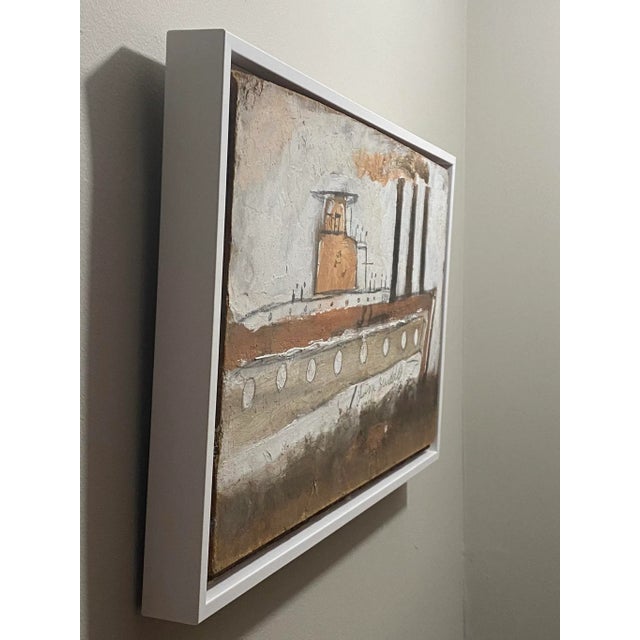American Jimmy Lee Sudduth Folk Art Painting Steam Ship For Sale - Image 3 of 12