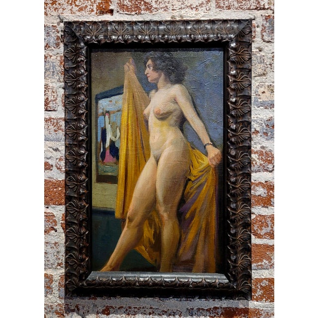 Niels Peter Nielsen- Nude Female with Towel -1930s Oil Painting American expressionist - Oil painting on canvas - circa...