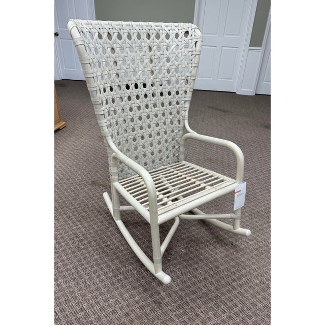 Wood Pair of Nicole Hollis for McGuire Furniture Rattan Exalt Rocking Chairs For Sale - Image 7 of 12