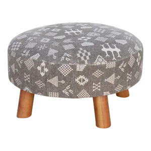Mali Black & White Dhurrie Ottoman Stool
