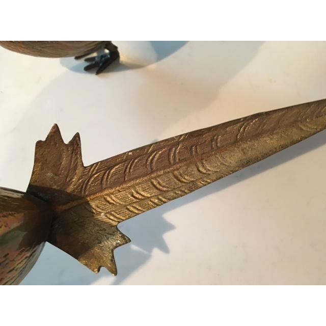 Pair Vintage Mid Century Brass Pheasant Bird Statues For Sale - Image 11 of 12