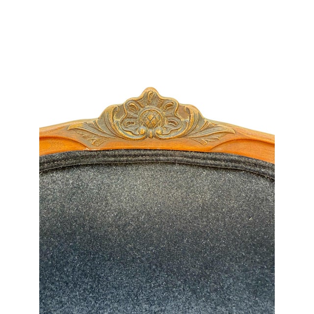 Black Mid 20th Century Set of Six French Provincial Chairs With Black Velvet Upholstery For Sale - Image 8 of 11