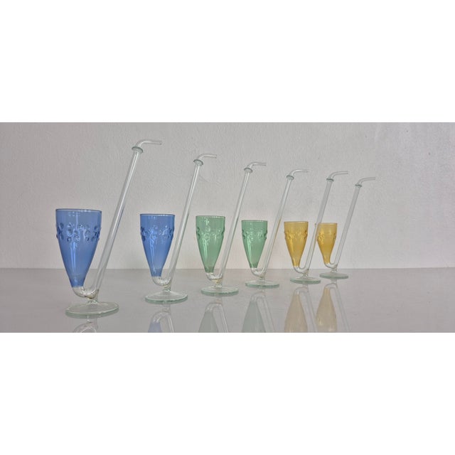 Glass Filigree Mouth-Blown Cognac Glasses from Lauscha, 1960s, Set of 6 For Sale - Image 7 of 7