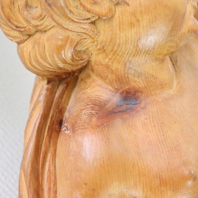 Pair of Antique French Louis XIV Carved Figural Cherub Wood Sconces For Sale - Image 9 of 14