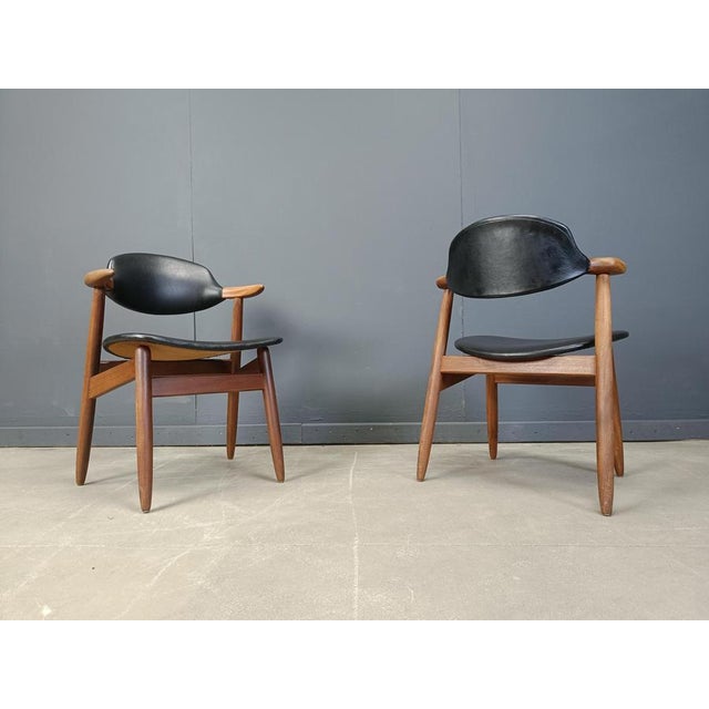 Vintage Cowhorn Dining Chairs by Tijsseling Meubelfabriek for Hulmefa, 1960s, Set of 4 For Sale - Image 4 of 13