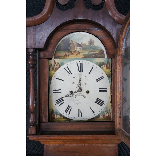 Antique English Georgian Quartersawn Oak Baldwin Loughborough Longcase Clock 85" For Sale - Image 6 of 18