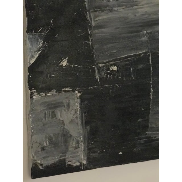 Abstract Painting Signed By Midcentury Artist Titled Black Plus