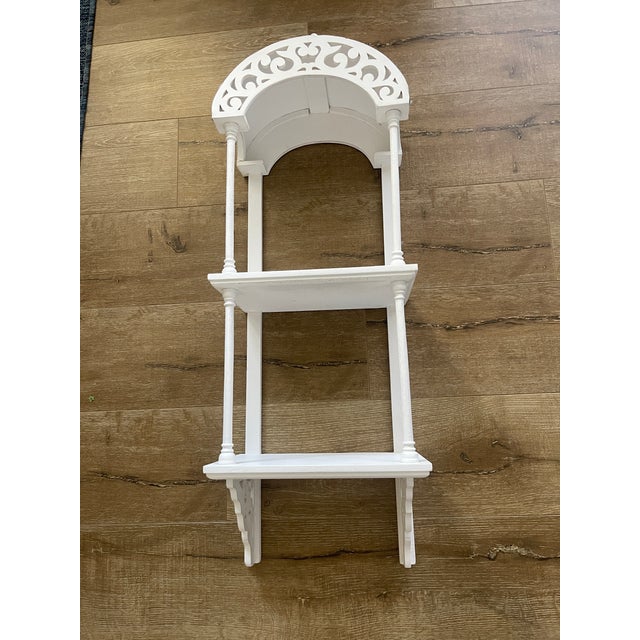 2 shelf white wall curio with decorative arch and top final