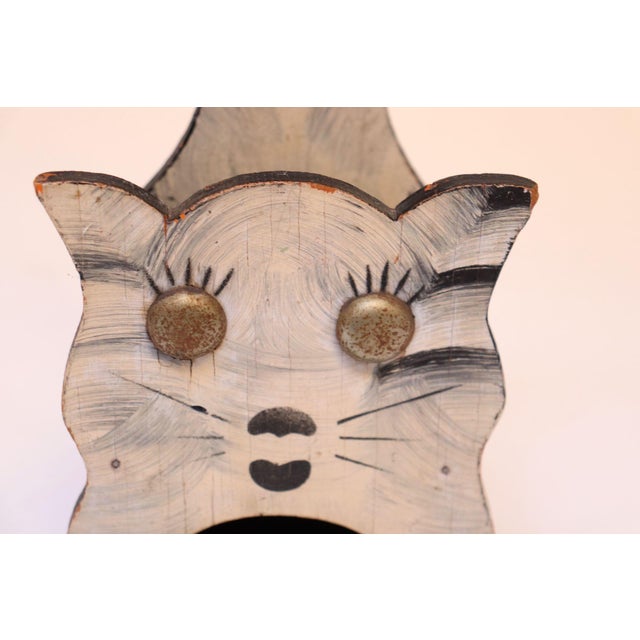 Wood Vintage Outsider Art Carved "Cat" Matchbook Holder For Sale - Image 7 of 12