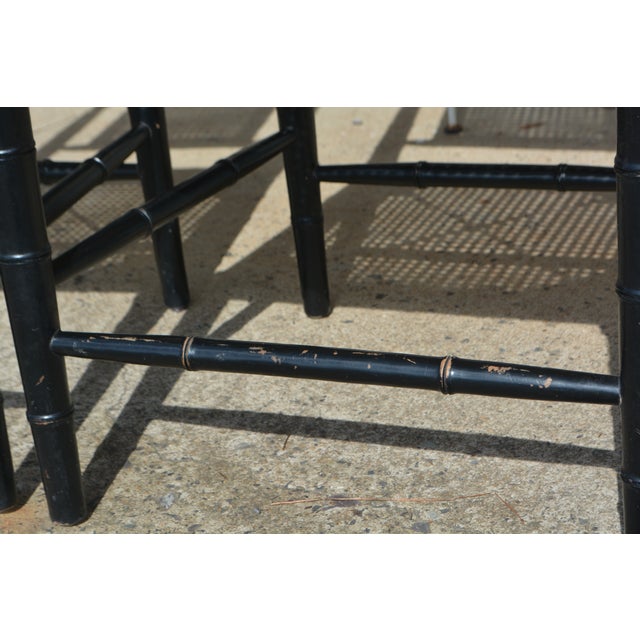 Pair Black Bamboo & Cane Colonial Noir Side / Dining Chairs For Sale - Image 15 of 17