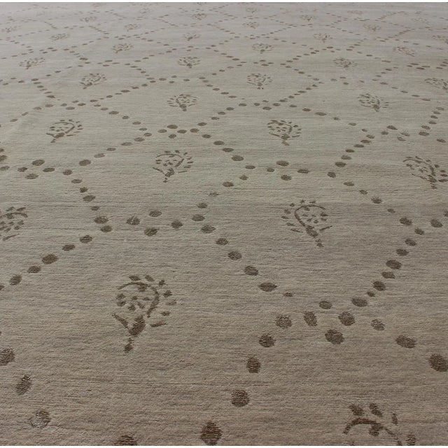 Wool and Silk Modern Tibetan Tan Rug by Keivan Woven Arts 9'0 X 12'0 For Sale In Atlanta - Image 6 of 13