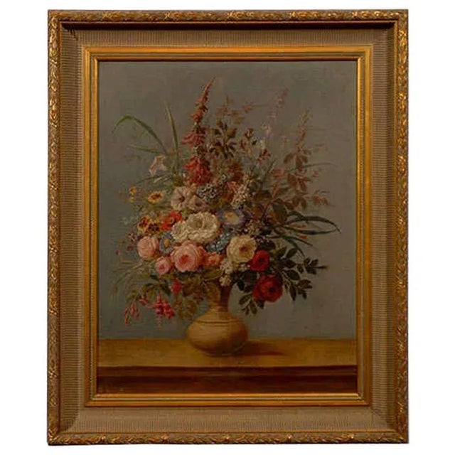 Italian Rococo 1770s Framed Still-Life Painting Depicting a Bouquet of Flowers For Sale - Image 9 of 9