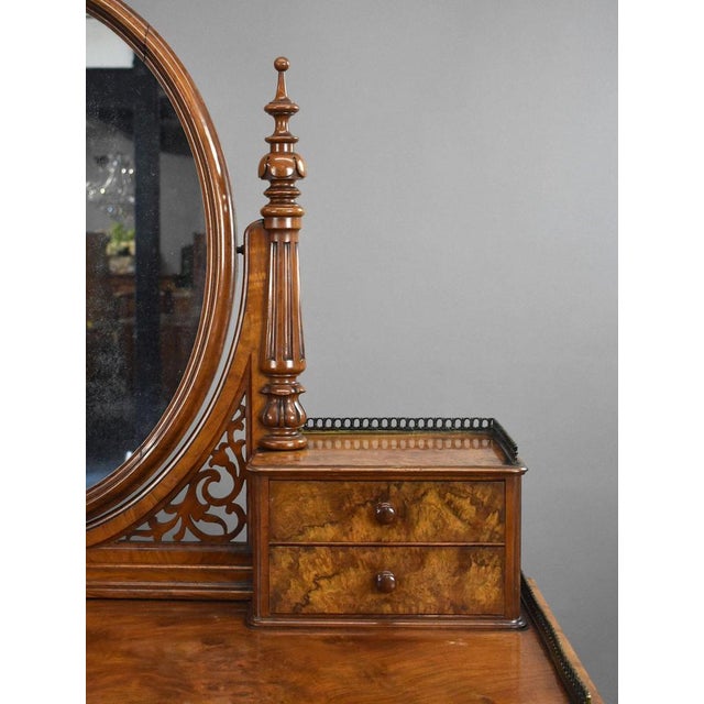 Brown Victorian Burr Walnut Dressing Table, 1860s For Sale - Image 8 of 12