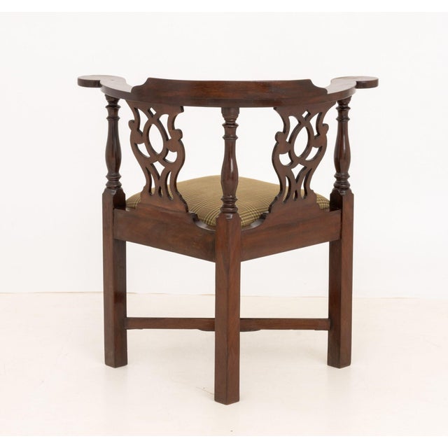 Wood George III Mahogany Corner Chair, With Openwork Back Splats For Sale - Image 7 of 7