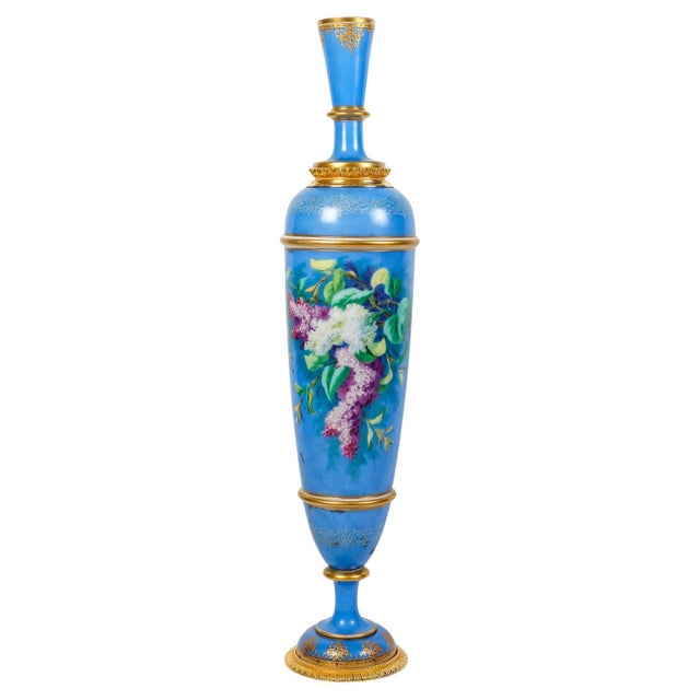 Metal Large Napoleon III Baccarat Opaline Vase in Gilt Bronze Mount For Sale - Image 7 of 7