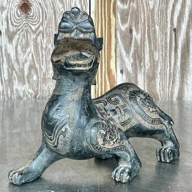 Wood Vintage Asian Temple Foo Dog For Sale - Image 7 of 12