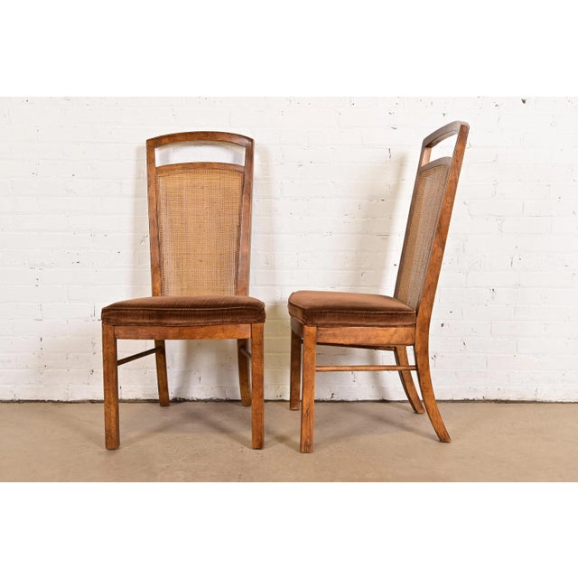 Drexel Heritage Mid-Century Modern Walnut and Cane High Back Dining Chairs, Set of Four For Sale - Image 9 of 11