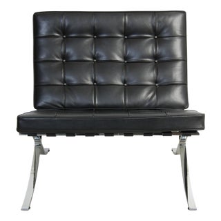 Barcelona Chair in Black Leather by Ludwig Mies Van Der Rohe, 2000s For Sale