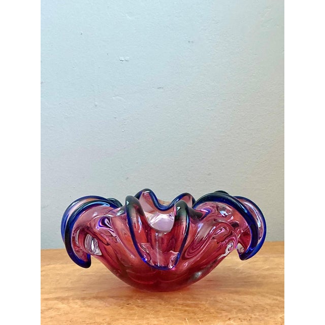 Murano Pink and Blue Glass Bowl For Sale - Image 14 of 18