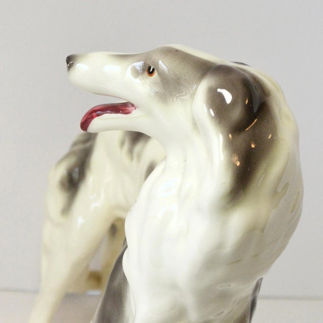 1940s Rare Vintage Goldscheider Porcelain Borzoi Figurine – Robert Ullman Design C. 1940s For Sale - Image 5 of 9
