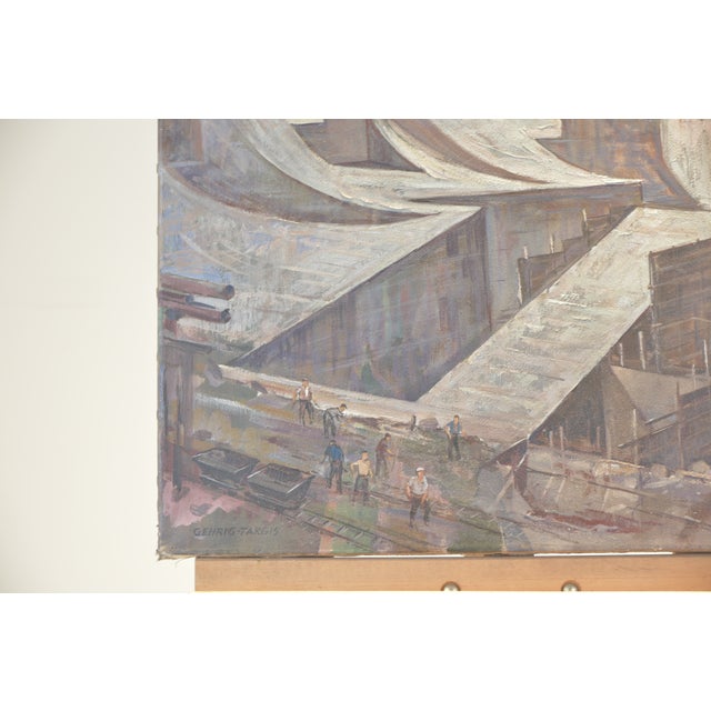 1950s Oil Painting, Dam by Franz Edwin Gehrig Targis, Circa 1958 For Sale - Image 5 of 9