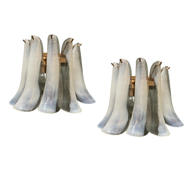 Murano Glass and Feather Sconces, 1980s, Set of 2 For Sale - Image 7 of 7