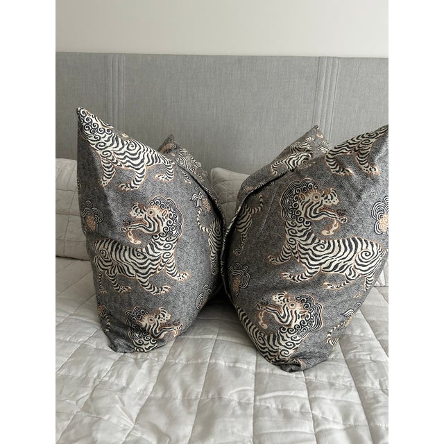 Textile Pair of Clarence House Tibet Tiger Pilllows For Sale - Image 7 of 7