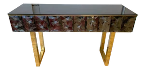 Contemporary Italian Murano Glass and Brass Console