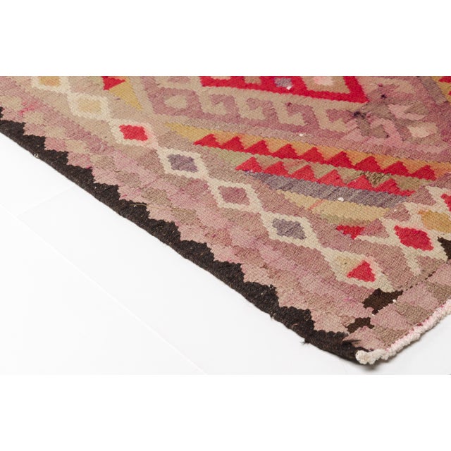 Textile Vintage Mauve & Coral Kilim Runner For Sale - Image 7 of 10