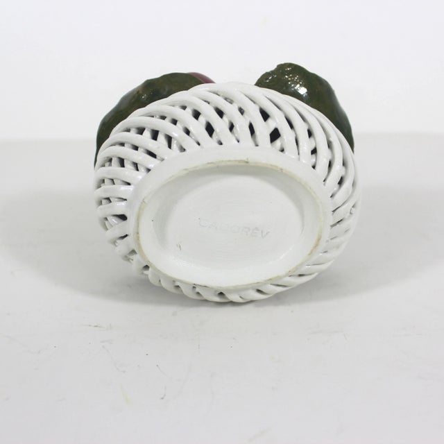 Vintage Italian Ceramic Basket With Cherries Centrepiece Small Table Decor Tablescape For Sale - Image 10 of 10