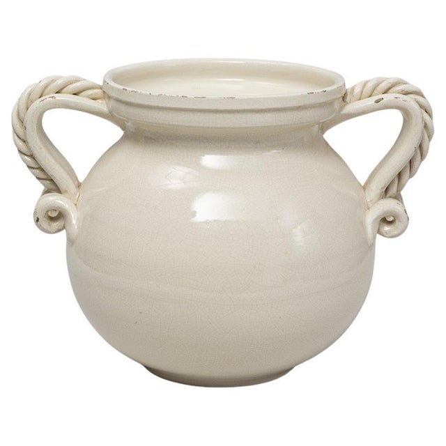 20th Century Italian White Ceramic Vase With Handles For Sale - Image 10 of 18