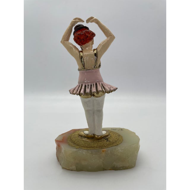 Figurative Vintage Ron Lee Ballerina Clown Sculpture on Natural Onyx Base, Signed 1984 For Sale - Image 3 of 12