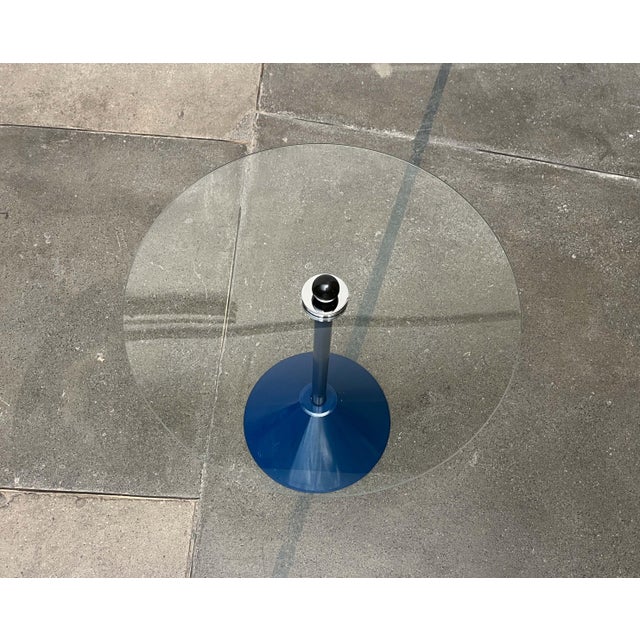 Postmodern Blue Metal and Glass Side Table, 1980s For Sale - Image 18 of 18
