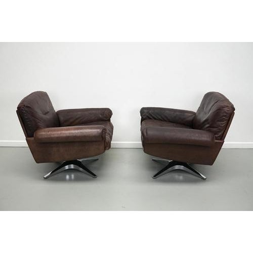 Vintage DS-31 Swivel Armchairs in Brown Leather from De Sede For Sale - Image 4 of 18