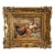 Vintage Signed Rooster and Chickens Oil Painting Farmyard Hen Scene, Gold Frame For Sale