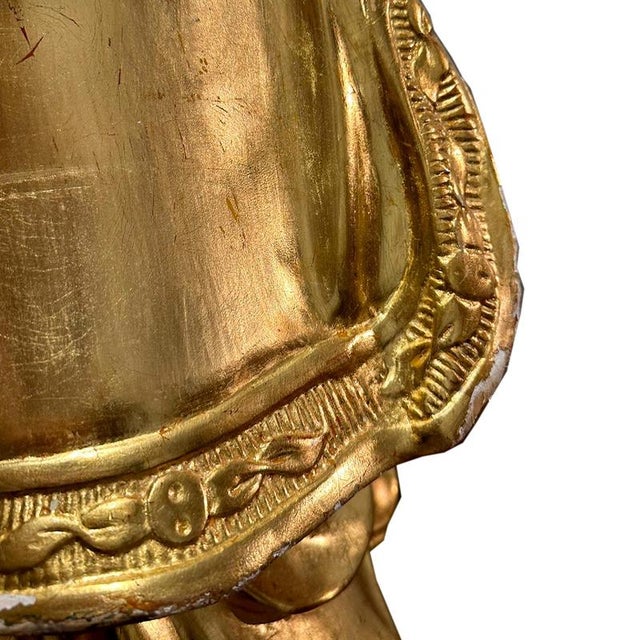 19th Century Saint Nicholas of Bari Handcarved Sculpture with Gold Leaf, France, 1850s For Sale - Image 10 of 11