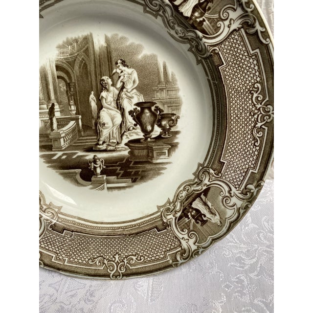 Circa 1850 Podmore Walker Staffordshire Brown Transferware Minerva Serving Bowl For Sale - Image 4 of 10