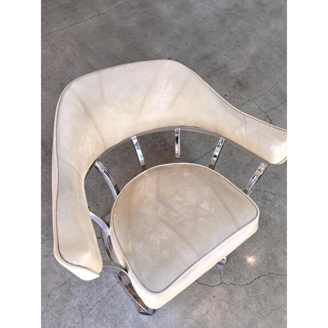 Cream Mid Century Rolling Dining Chairs For Sale - Image 8 of 9