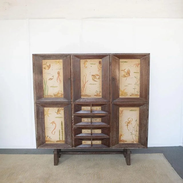 Mid-Century Modern Cabinet in Beech Wood with Three Lockable Doors and Four Drawers attributed to Paolo Buffa, 1950s For Sale - Image 3 of 9