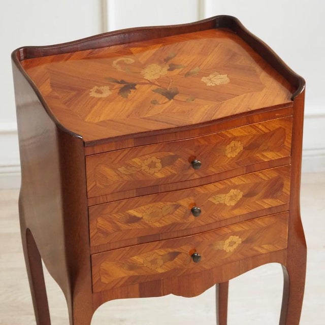 Louis XV Bedside Table with Floral Inlays, 1900s For Sale - Image 13 of 13