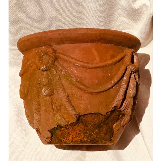 Textile Antique English Terracotta Festoon Terrace Pot - C. 1900 For Sale - Image 7 of 15