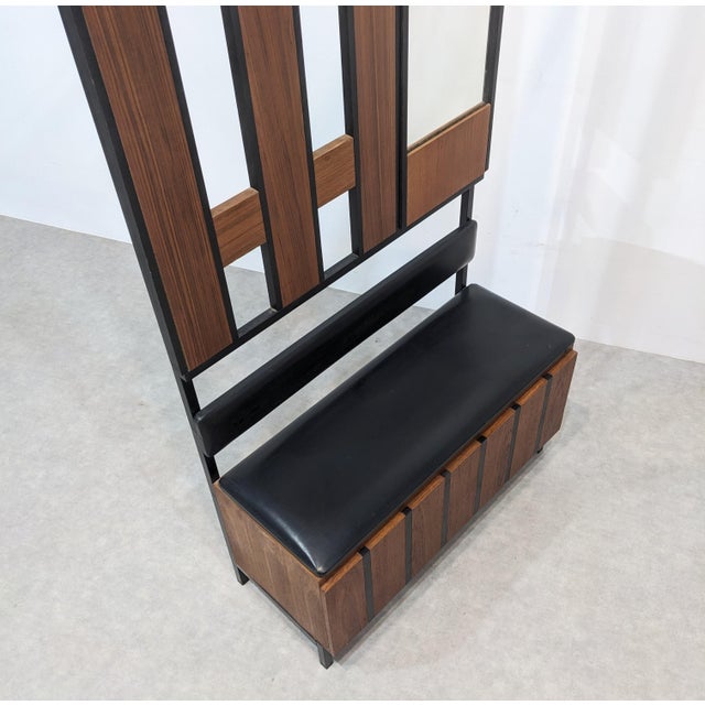 Wood Mid-Century Modern Coat Rack with Storage Chest and Mirror 1960s For Sale - Image 7 of 8