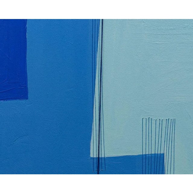 Abstract Contemporary Abstract Acrylic, Graphite and Thread on Canvas Painting "Partly Cloudy 39°" by Holly Miller For Sale - Image 3 of 4