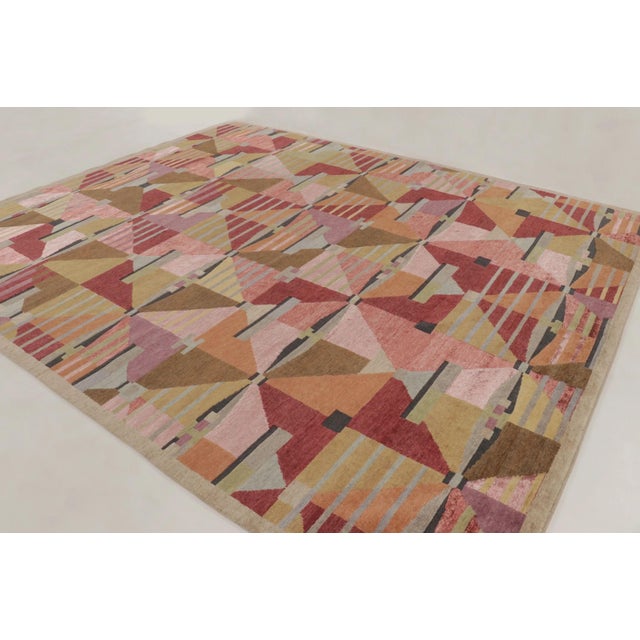 Textile Rug & Kilim’s Oversized Scandinavian Style Rug With Polychromatic Design For Sale - Image 7 of 11