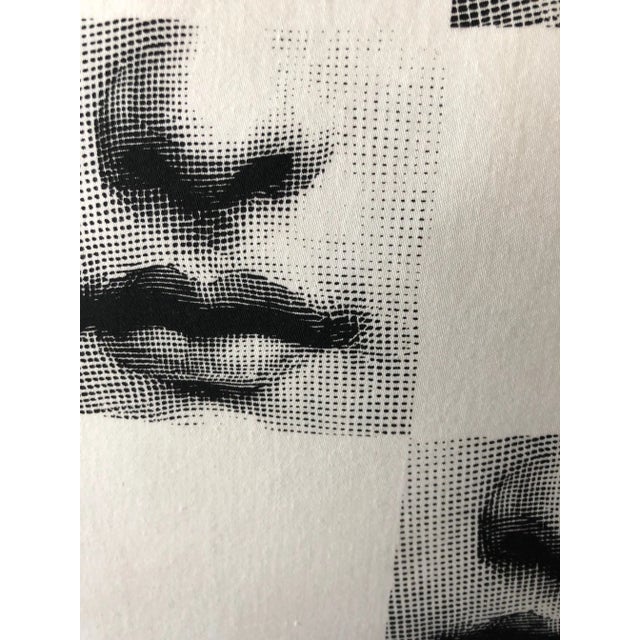 Textile Fornasetti Mouths Throw Pillow, Tema E Variazioni Collection, Reversible, Black & White, Rare, Discontinued For Sale - Image 7 of 8